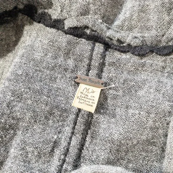 Free People XS Gray Ruffled Peplum Jacket Linen Blend - Picture 8 of 9